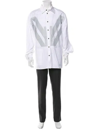 Pre-owned Marcell Von Berlin Graphic Print Long Sleeve Dress Shirt In White
