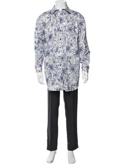 Pre-owned Marcell Von Berlin Graphic Print Long Sleeve Shirt W/ Tags In Blue