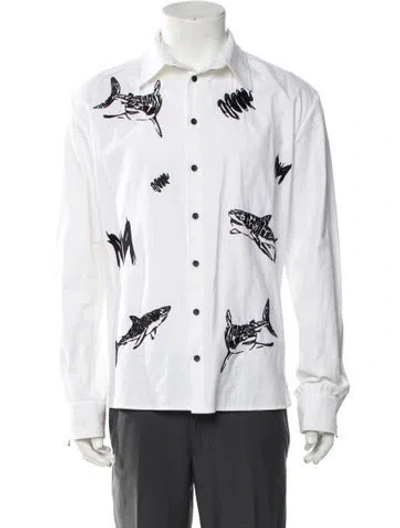 Pre-owned Marcell Von Berlin Graphic Print Long Sleeve Shirt In White