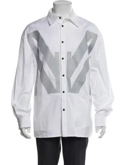 Pre-owned Marcell Von Berlin Graphic Print Long Sleeve Shirt In White