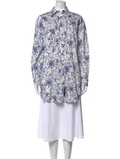 Pre-owned Marcell Von Berlin Graphic Print Long Sleeve Top W/ Tags In Blue