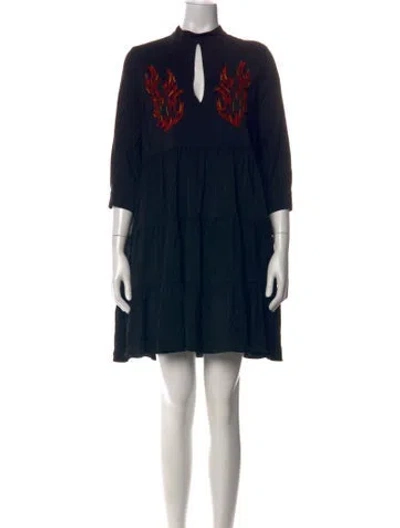 Pre-owned Marcell Von Berlin Graphic Print Mini Dress In Black