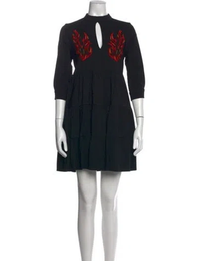 Pre-owned Marcell Von Berlin Graphic Print Mini Dress In Black