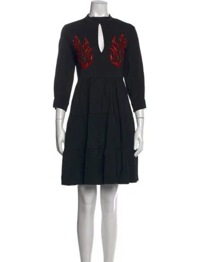 Pre-owned Marcell Von Berlin Graphic Print Mini Dress In Black