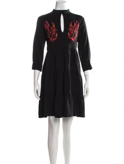 Pre-owned Marcell Von Berlin Graphic Print Mini Dress In Black