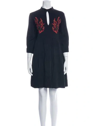 Pre-owned Marcell Von Berlin Graphic Print Mini Dress In Black