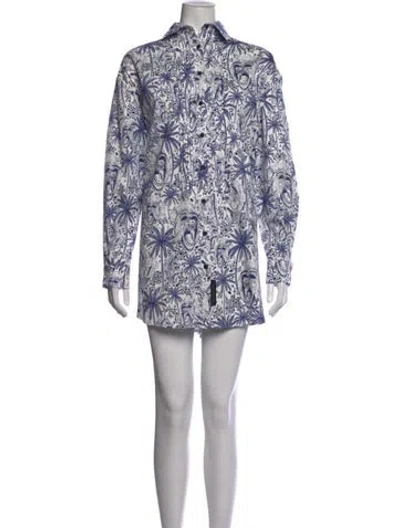 Pre-owned Marcell Von Berlin Graphic Print Mini Dress In Blue