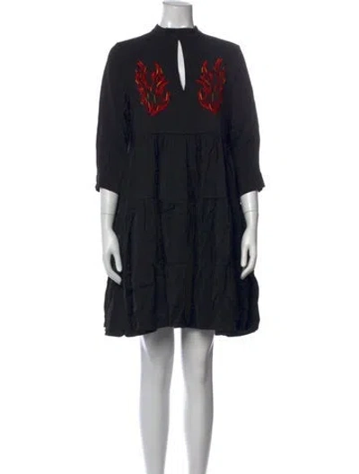 Pre-owned Marcell Von Berlin Graphic Print Mini Dress W/ Tags In Black