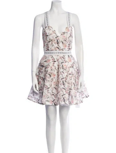 Pre-owned Marcell Von Berlin Graphic Print Mini Dress W/ Tags In White