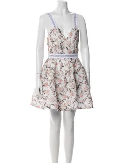 Pre-owned Marcell Von Berlin Graphic Print Mini Dress In White