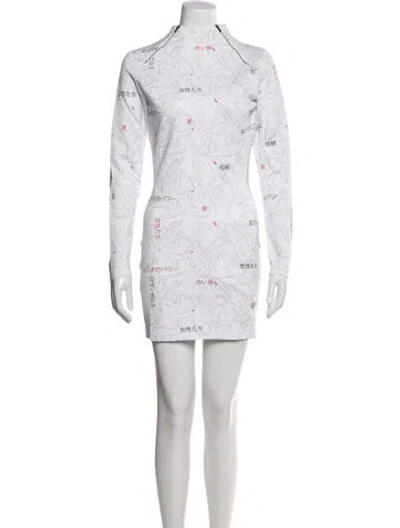 Pre-owned Marcell Von Berlin Graphic Print Mini Dress In White