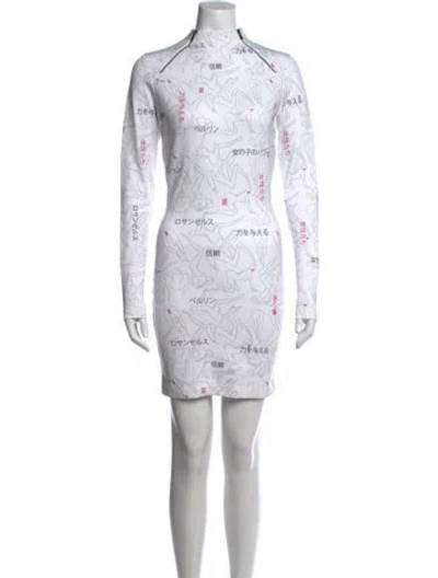 Pre-owned Marcell Von Berlin Graphic Print Mini Dress In White