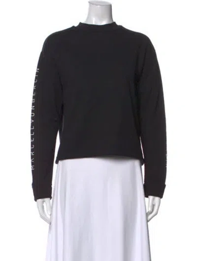 Pre-owned Marcell Von Berlin Graphic Print Mock Neck Crop Top W/ Tags In Black