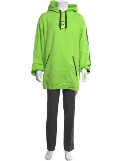 Pre-owned Marcell Von Berlin Graphic Print Mock Neck Hoodie In Green