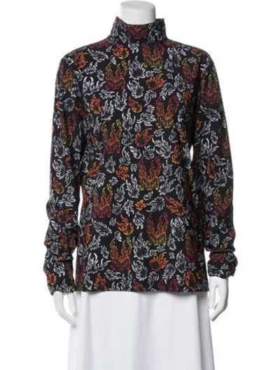 Pre-owned Marcell Von Berlin Graphic Print Mock Neck Top W/ Tags In Black