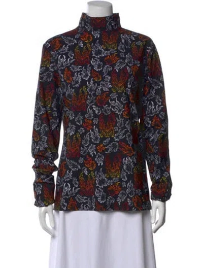 Pre-owned Marcell Von Berlin Graphic Print Mock Neck Top W/ Tags In Black