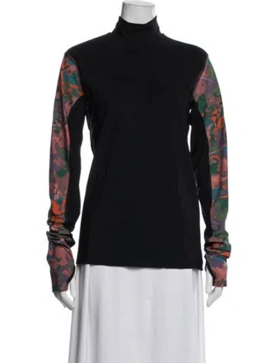 Pre-owned Marcell Von Berlin Graphic Print Mock Neck Top W/ Tags In Blue