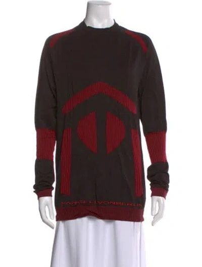 Pre-owned Marcell Von Berlin Graphic Print Mock Neck Top W/ Tags In Multi