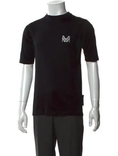 Pre-owned Marcell Von Berlin Graphic Print Mock Neck T-shirt In Black