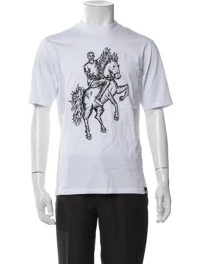 Pre-owned Marcell Von Berlin Graphic Print Mock Neck T-shirt In Black/white