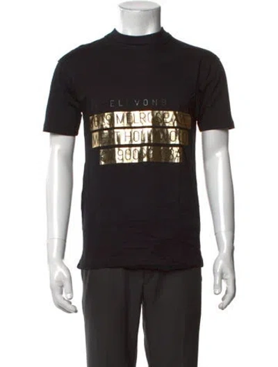 Pre-owned Marcell Von Berlin Graphic Print Mock Neck T-shirt W/ Tags In Black