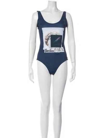 Pre-owned Marcell Von Berlin Graphic Print One-piece In Blue