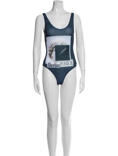 Pre-owned Marcell Von Berlin Graphic Print One-piece W/ Tags In Black