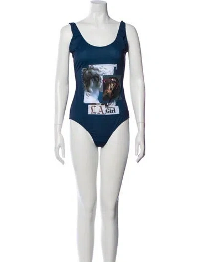 Pre-owned Marcell Von Berlin Graphic Print One-piece W/ Tags In Blue