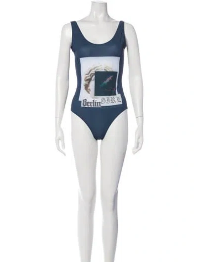 Pre-owned Marcell Von Berlin Graphic Print One-piece W/ Tags In Blue