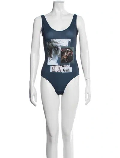 Pre-owned Marcell Von Berlin Graphic Print One-piece W/ Tags In Purple