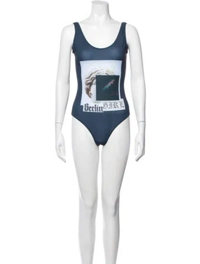 Pre-owned Marcell Von Berlin Graphic Print One-piece W/ Tags In Purple