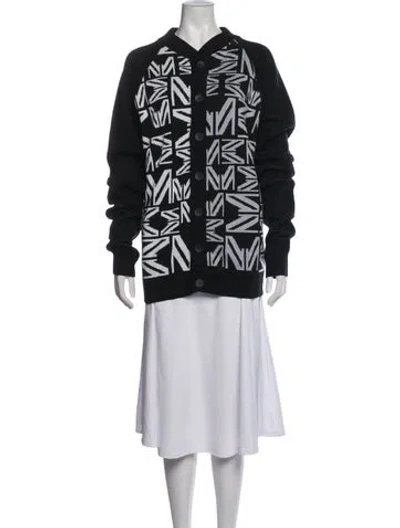 Pre-owned Marcell Von Berlin Graphic Print Open Front Sweater W/ Tags In Black