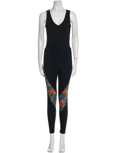 Pre-owned Marcell Von Berlin Graphic Print Scoop Neck Jumpsuit In Black