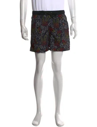 Pre-owned Marcell Von Berlin Graphic Print Swim Trunks W/ Tags In Black