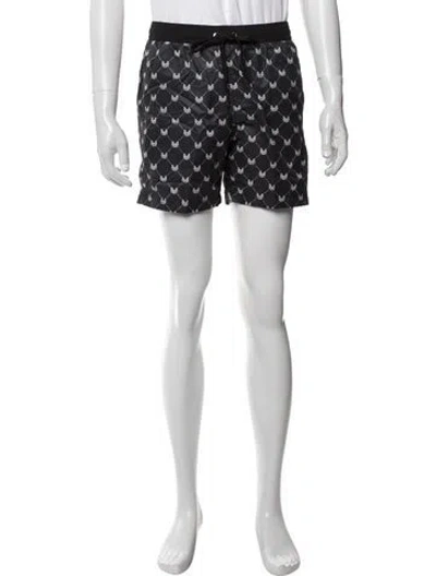 Pre-owned Marcell Von Berlin Graphic Print Swim Trunks W/ Tags In Black