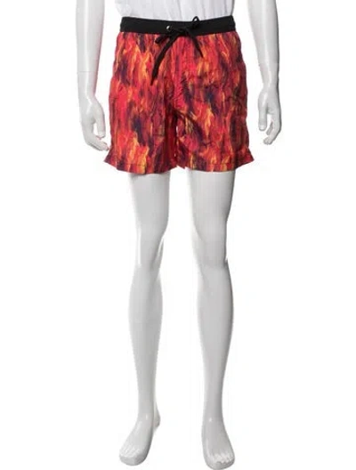 Pre-owned Marcell Von Berlin Graphic Print Swim Trunks W/ Tags In Red