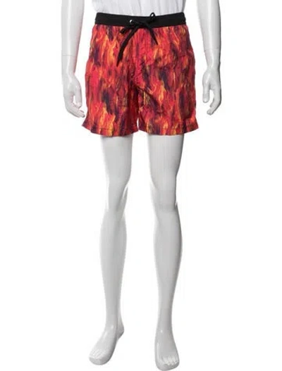 Pre-owned Marcell Von Berlin Graphic Print Swim Trunks W/ Tags In Red