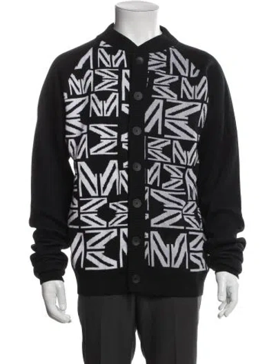 Pre-owned Marcell Von Berlin Graphic Print V-neck Cardigan W/ Tags In Black