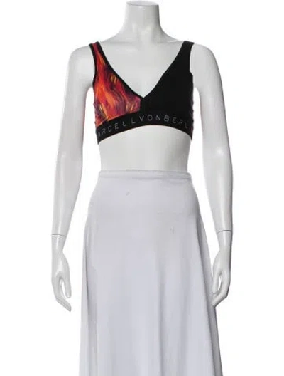 Pre-owned Marcell Von Berlin Graphic Print V-neck Sports Bra W/ Tags In Black
