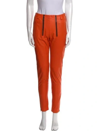 Pre-owned Marcell Von Berlin Lambskin Skinny Leg Pants In Orange