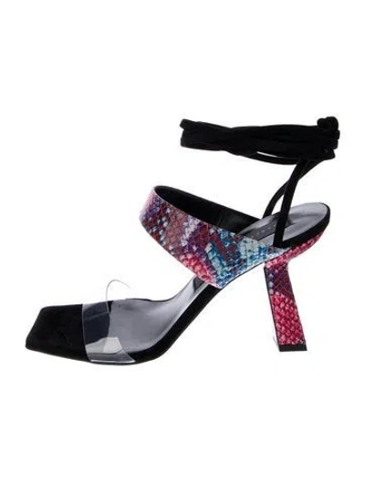 Pre-owned Marcell Von Berlin Leather Animal Print Sandals In Multi