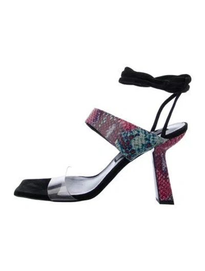 Pre-owned Marcell Von Berlin Leather Animal Print Sandals In Pink