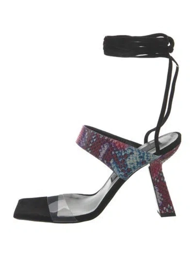 Pre-owned Marcell Von Berlin Leather Animal Print Sandals In Red