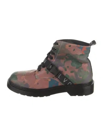Pre-owned Marcell Von Berlin Leather Colorblock Pattern Combat Boots In Brown