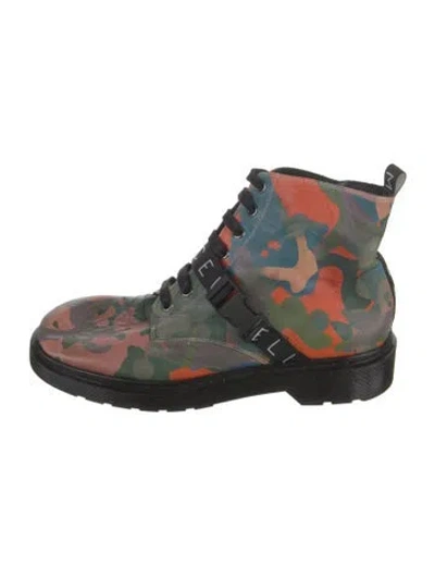 Pre-owned Marcell Von Berlin Leather Patterned Combat Boots In Green