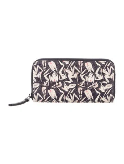 Pre-owned Marcell Von Berlin Leather Printed Continental Wallet In Blue