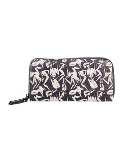 Pre-owned Marcell Von Berlin Leather Printed Continental Wallet In Blue