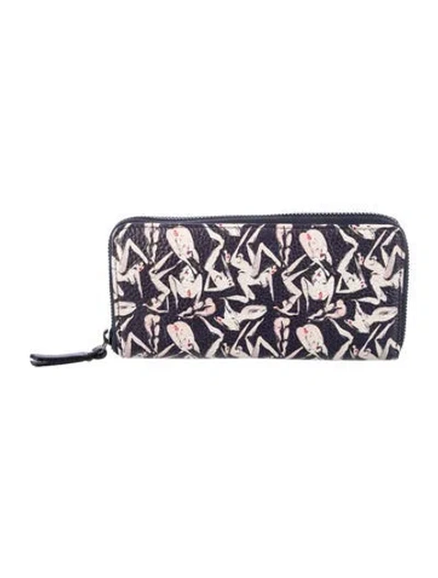 Pre-owned Marcell Von Berlin Leather Printed Continental Wallet W/ Tags In Blue