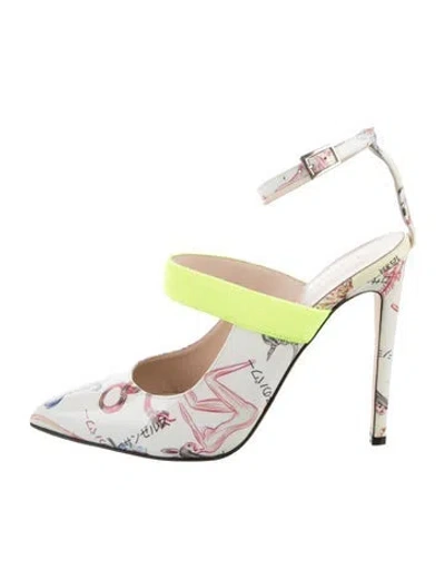 Pre-owned Marcell Von Berlin Leather Printed D'orsay Pumps In White