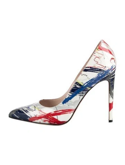 Pre-owned Marcell Von Berlin Leather Printed Slingback Pumps In Multi